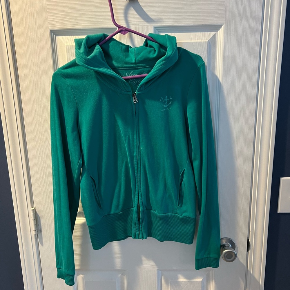 Aerie Teal Zip-Up Hoodie